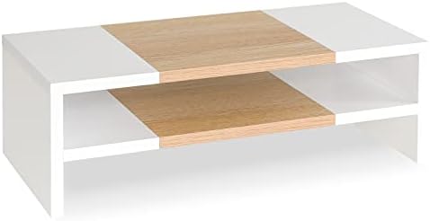 TEAMIX 20 inch Monitor Riser Stand - 2 Tiers, Wood Morden Desktop Bookshelf