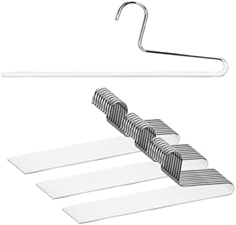 Mawa by Reston Lloyd Non-Slip Space Saving Clothes Hanger with Single Rod for Pants, Style KH/1, Set of 30, White
