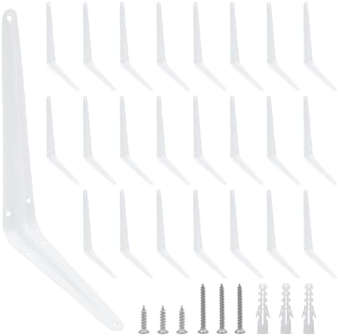 24Pcs 10 x 8 Inch White Shelf Brackets, L Brackets