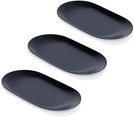 Black Stainless Steel Tray Set of 3, 7 Inch Oval Vanity Trays