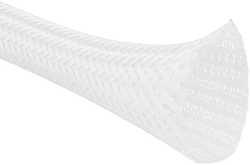 Kable Kontrol Braided Cable Sleeve Split Wrap 1" 50 Ft - White