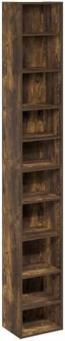 Furinno PASIR Book Shelf, 10-Tier Bookshelf, Bookcase with Open Shelf, 9.2 x 11.8 x 78.7, for Living Room, Bedroom, Home