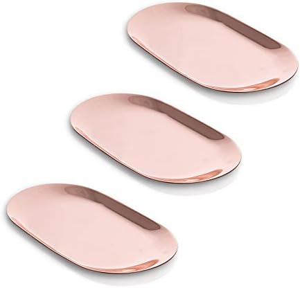 Rose Gold Stainless Steel Tray Set of 3, 7 Inch Small Vanity