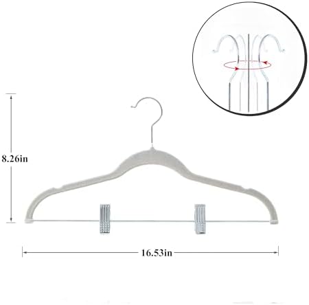 VECELO 20 Pack Velvet Clothes Hangers with Adjustable Clips,Heavy-Duty Non Slip & Space-Saving with 1 Magic Hangers & 2 Tie Rack for Suit Coat Pants Skirt Dresses