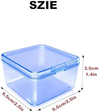 LJY 60 Blue Square Plastic Boxes, 2.5 x 2.5 x 1.4 in for Buttons