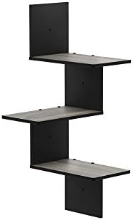 Furinno Rossi 3-Tier Corner Floating Shelves for Wall, French Oak