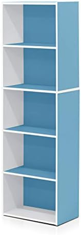 Furinno LUDER Book Shelf, 5-Tier Bookshelf, Bookcase with Open Shelves, 9.4 x 15.8 x 52, Easy Assembly, for Living Room,