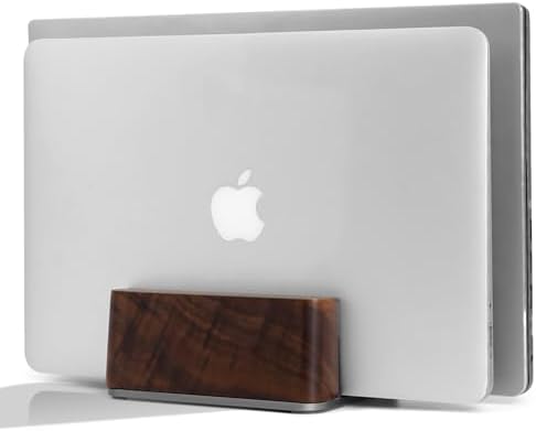 GEVO Vertical Laptop Stand for Desk - Laptop Holder for MacBook and Other Laptops - Wooden Office Desk Accessories