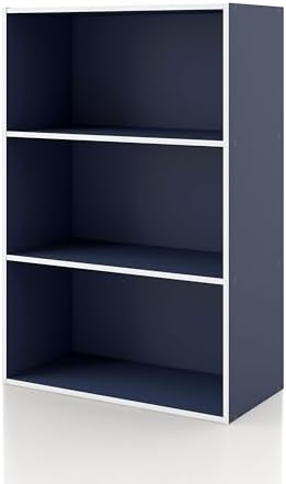 Homes: Inside + Out Apexa 3-Tier Cube Storage Organizer Shelves, Stackable Wood Bookcase Fits Cubby Bins for Organizatio