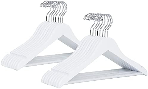 Amber Home 20 Pack 15" White Wooden Clothes Hangers for Woman