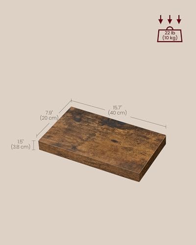 VASAGLE Wall Shelves, Floating Shelves, Set of 3, 15.8 x 7.9 x 1.5 Inches