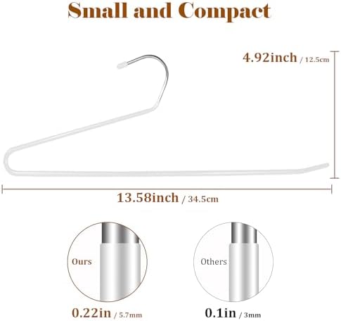 Open Ended Pants Hangers,30-Pack Clothes Hangers Space Saving, Non-Slip Pants Hangers,Black Metal Hangers Design for Jeans,Slacks,Scarf (White)