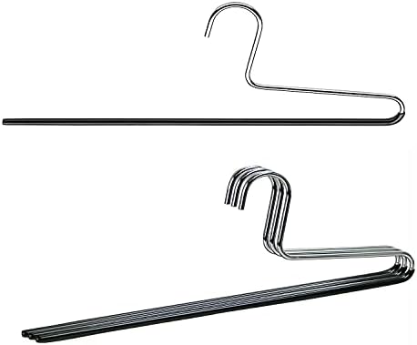 Mawa by Reston Lloyd Trouser Series Non-Slip Space-Saving Clothes Hanger with Single Rod for Pants, Style KH/1, Set of 4, Black