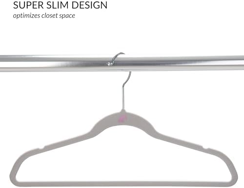 Simplify 25 Pack Kids Velvet Hangers | Slim | Non-Slip Design | Space Saving | Childrens Clothes | Shirts | Pants | Dresses | Baby Nursery | Closet Storage & Organization | White