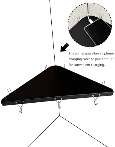 Metal Cubicle Corner Shelf with 3 Hooks for Office Fabric Walls