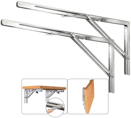 20 Inch Folding Shelf Brackets, 2 Pack Stainless Steel Heavy Duty L Bracket