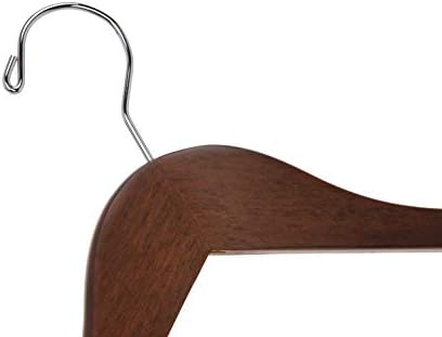 Quality Semi Curved Wooden Suit Hangers, 10-Pack Smooth Finish Solid Wood Coat Hanger with Swivel Hook, Jacket, Pant, Dr