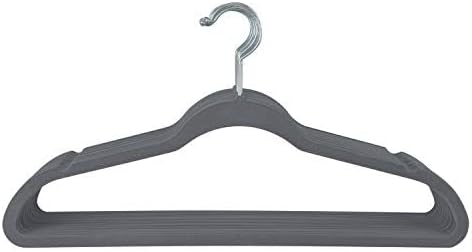 Simplify 10 Super Slim Velvet Huggable Hangers in Grey