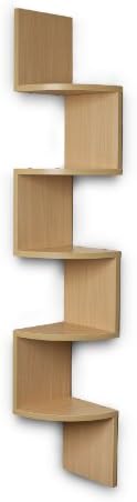Danya B XF11035BH Large Decorative 5-Tier Corner Floating Wall Mount Display Shelving Unit - Beech Veneer