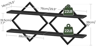 CHOEZON Floating Shelves, Set of 2 Wall Shelves, 2-Tier Hanging Shelves, Wall Shelf Set of 2, Wall Mounted Shelves, for 