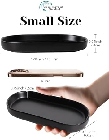 INGOFIN 7" Ceramic Bathroom Vanity Tray- Bathroom Organizer Countertop Tray for Perfume, Jewelry, Candles, Small Kitchen