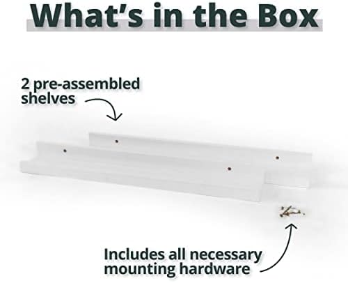 Greenco Picture Shelf, Set of 2 Wall Mounted Photo Ledge Floating Shelves for Bedroom, Living Room, Kitchen, Bathroom, N