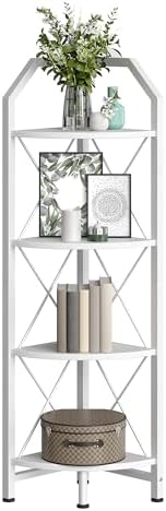 CHOEZON 4-Tier Corner Shelf, Industrial Corner Bookshelf, 47.6" Corner Storage Stand, Plant Stand Display Shelf, Corner 