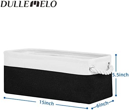 DULLEMELO Toilet Paper Storage Basket, Toilet Paper Basket for Back of Toilet, Bathroom Storage Basket for Cosmetics Towels Toilet Paper, Toilet Tank Basket with Rope Handles for Toilet(White&Black)