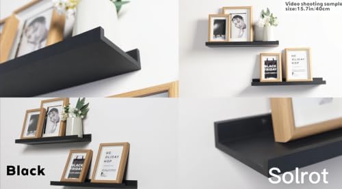 Black Floating Shelves for Wall Decor, 56 in Shelf with Lip Set of 2