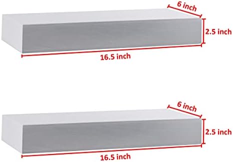 Rectangle Wooden Floating Shelves Wall Mounted, 16.5 inch Ledge to Storage Organize and Trophy Display Home Decor for Be
