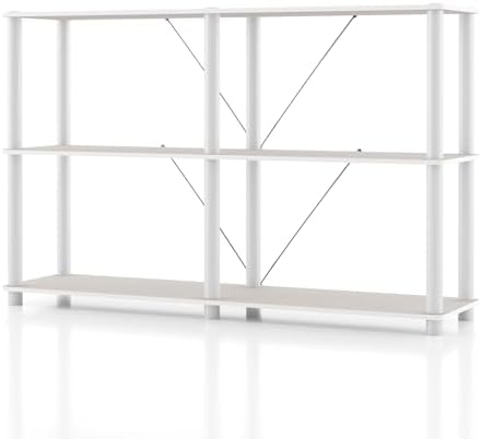HOMES: INSIDE + OUT Apexa Modern 3-Tier Extra Wide Shelving Units, Collectibles Display Shelves, Easy Assembly Console T