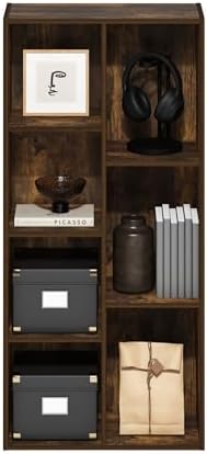Furinno LUDER Book Shelf, 7-Cube Bookshelf, Bookcase with Open Shelves, 9.4 x 19.5 x 41.7, Easy Assembly, for Living Roo