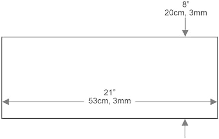 Dulles Glass 8" x 21" Rectangle Floating Glass Shelf - Shelf Only - Tempered - 3/8" Thick - Flat Polished Glass