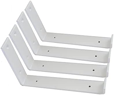 Shelf Brackets 4 Pack Heavy Duty Floating 10.0" L x 6.0" H x 1.5" W (Fits: 9.25" Board) White Metal Shelves Wall Mounted
