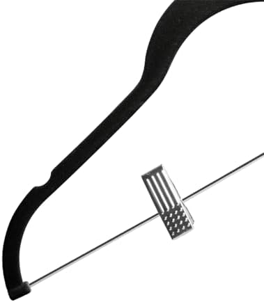 Velvet Pants Hangers Pack of 24, Non-Slip Skirt Clothes Trousers Hangers with Adjustable Clips, 360 ° Swivel Hooks Black/Silver