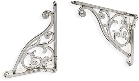 Heavy Duty Solid Stand,5 Inch 2 Pack Brushed Satin Nickel,Right Angle Wall Panel Support Bracket,Decorative Shelf Bracke