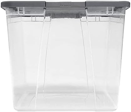 HOMZ Clear Plastic Storage Bin with Secure Latching Gray Lid, 64 Qt, 2 Pack