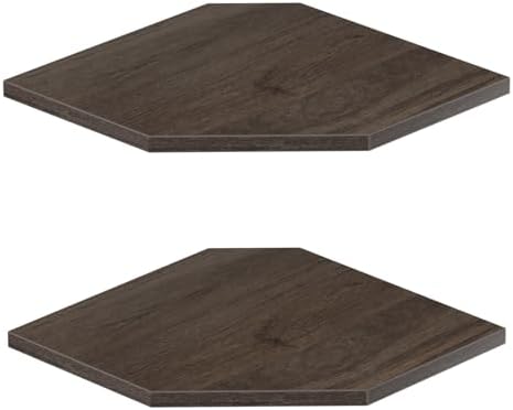 JJL Corner Shelf, 12 Inch Corner Shelf Wall Mounted with Wire Hole, 2 Tier 13.3 Inch Deep Wooden Corner Hanging Shelves 