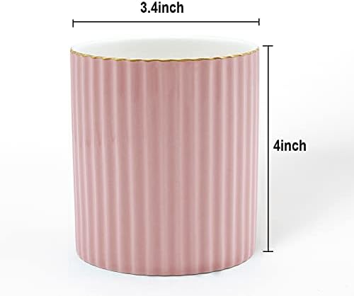 CROWNOS Pen Holder for Desk, Ceramic Pencil Cup Office Desk Organizer, Makeup Brush Holder (Pink)