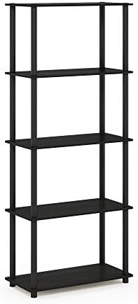 Furinno TURN-N-TUBE Storage Shelves, 5-Tier Book Shelf, Corner Shelf, Toolless Open Shelves, for Organization and Storag