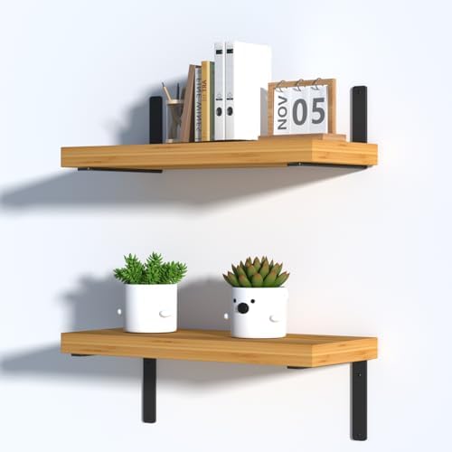 4 Pack - L 9" x H 6" x W1.5, 5mm Thick Black L Shelf Bracket, Iron Shelf Brackets, Metal Shelf Brackets, Floating Shelf,