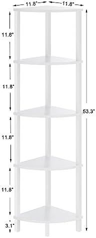 VIMBER Corner Shelf, 5-Tier Corner Bookshelf, Industrial Corner Ladder Shelf, Modern Display Shelf for Living Room, Bedr