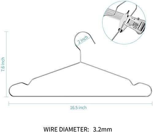 Timmy Stainless Steel Wire Hangers, 30 Pack, 16.5 Inch, Silver