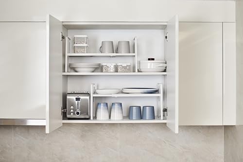 Nxconsu Cabinet Shelf Riser, Adjustable Cabinet Organizer, 12" Deep White