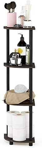 Furinno TURN-N-TUBE Corner Shelf, 4-Tier Corner Bookshelf, Display Storage Shelves with Open Shelves, for Organization a