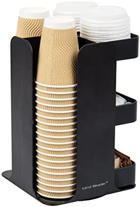 Mind Reader Cup Condiment Carousel, Countertop Organizer, Coffee Bar Accesories, Kitchen, Stirrers, 8"L x 8"W x 12"H, Bl