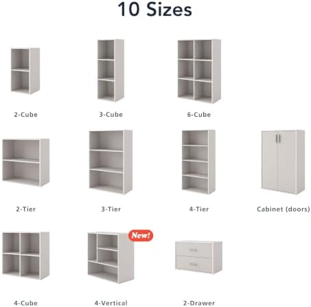 Homes: Inside + Out Apexa 4-Vertical Storage Organizer Shelves, Stackable Wood Bookcase for Organization, Dorm Teen Room