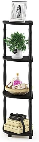 Furinno TURN-N-TUBE Toolless 4-Tier Corner Shelf, Bookshelf, Display Storage Shelves with Open Shelves, for Organization