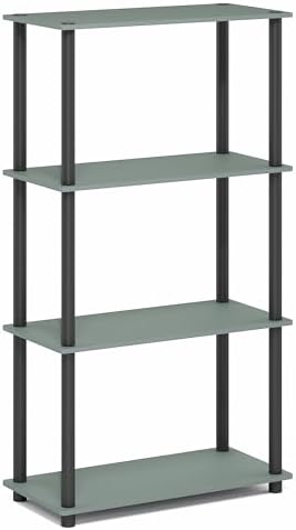 Furinno Turn-N-Tube Storage Shelves, 4-Tier Toolless Book Shelf, Corner Shelf, Open Shelves, for Organization and Storag