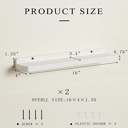 Freezing point Floating Shelves for Wall Set of 2 Natural Wood 16Inch Wall Shelf Decor Plant Display Collectibles Mounte
